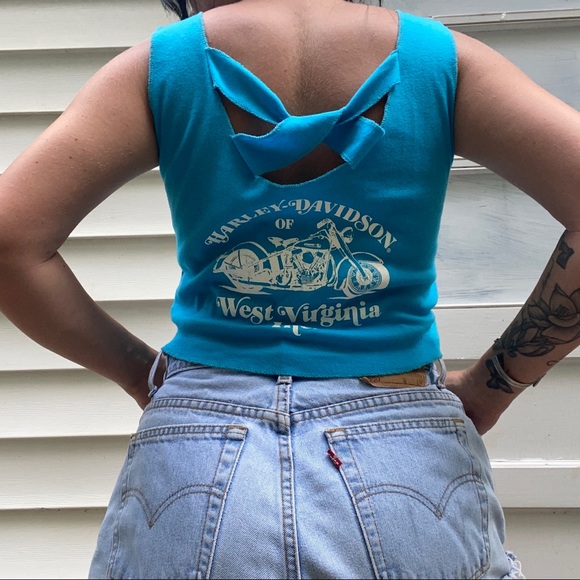 1984 DATE STAMP VINTAGE HARLEY DAVIDSON CUSTOM REWORK PUFF GRAPHIC TANK TOP - Picture 3 of 6